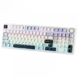Клавиатура AULA F99, mechanical, Gray Wood V3 switch, 99 keys EN/RU, 2.4/BT/cable, White-blue-purple