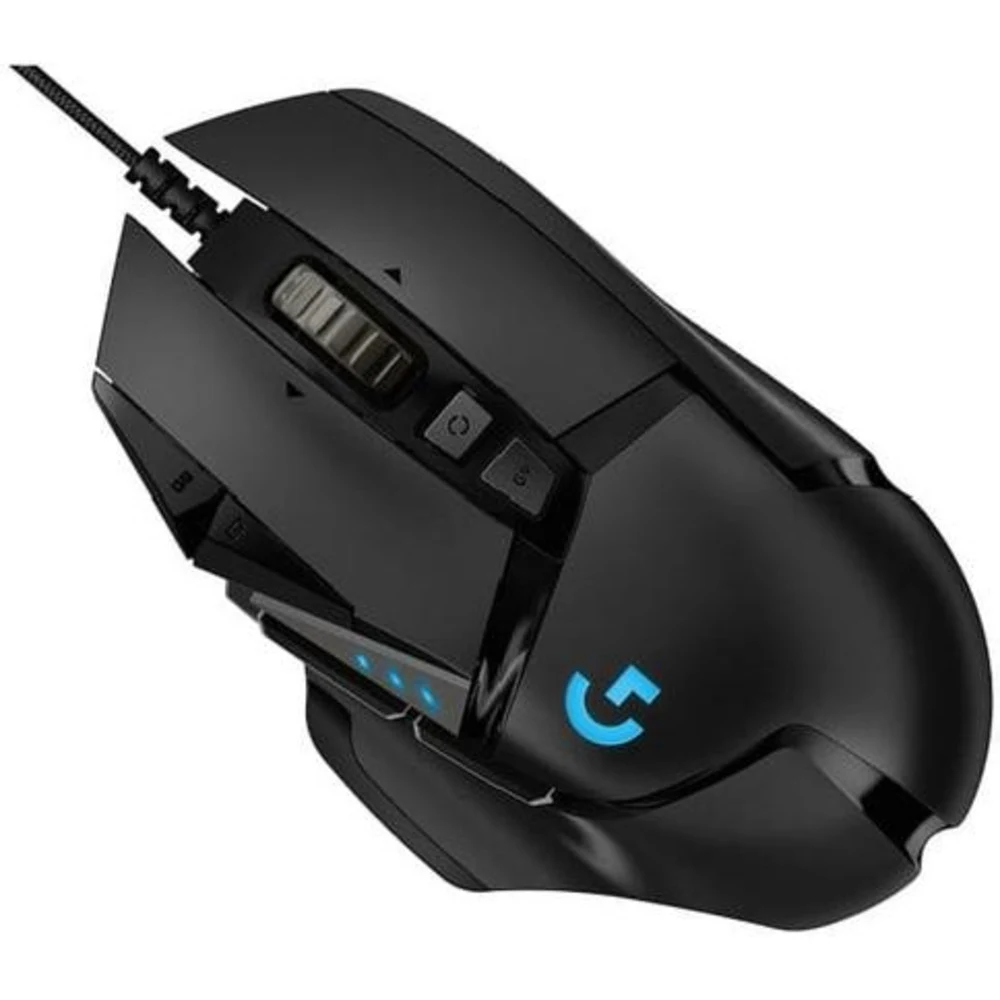 Мышь игровая Logitech G502 Hero [910-005470] черная, оптическая (Hero25K) , 100-25600dpi, 1мс, USB 2.1м, 11 кнопок (2 механика), RGB подсветка, утяжелители, под правую руку,