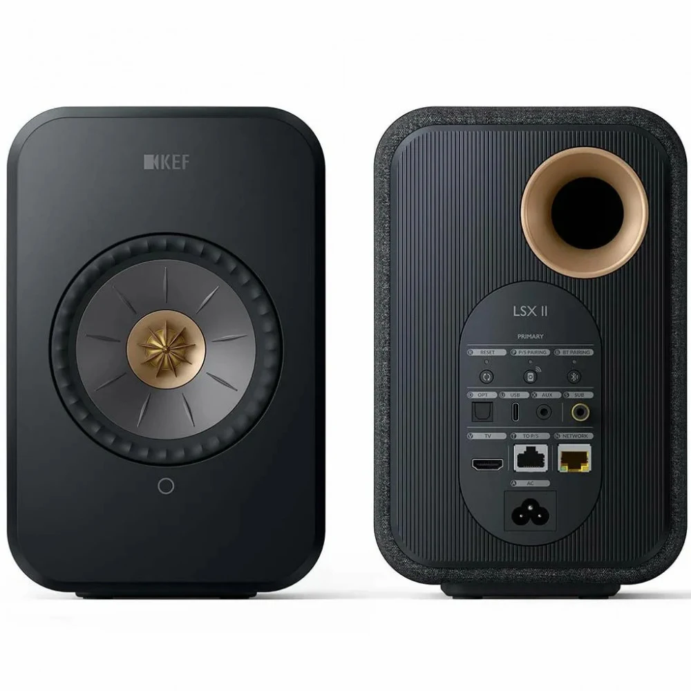 KEF Акустическая система LSX II ЧЕРНЫЙ EAN:637203047756 (Пара) Беспроводная АС, Uni-Q 11 поколения, частотная хар-ка 54 Гц - 28 кГц (+/- 3 дБ), усилитель мощности 200Вт, Bluetooth 4.2 (aptX), WI-FI