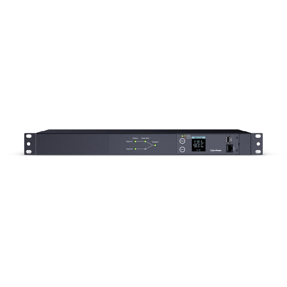 Панель питания распределительная ATS CyberPower PDU24005 Metered, 1U type, 16Amp, plug IEC 320 C20, (8) IEC 320 C13 (2) IEC 320 C19