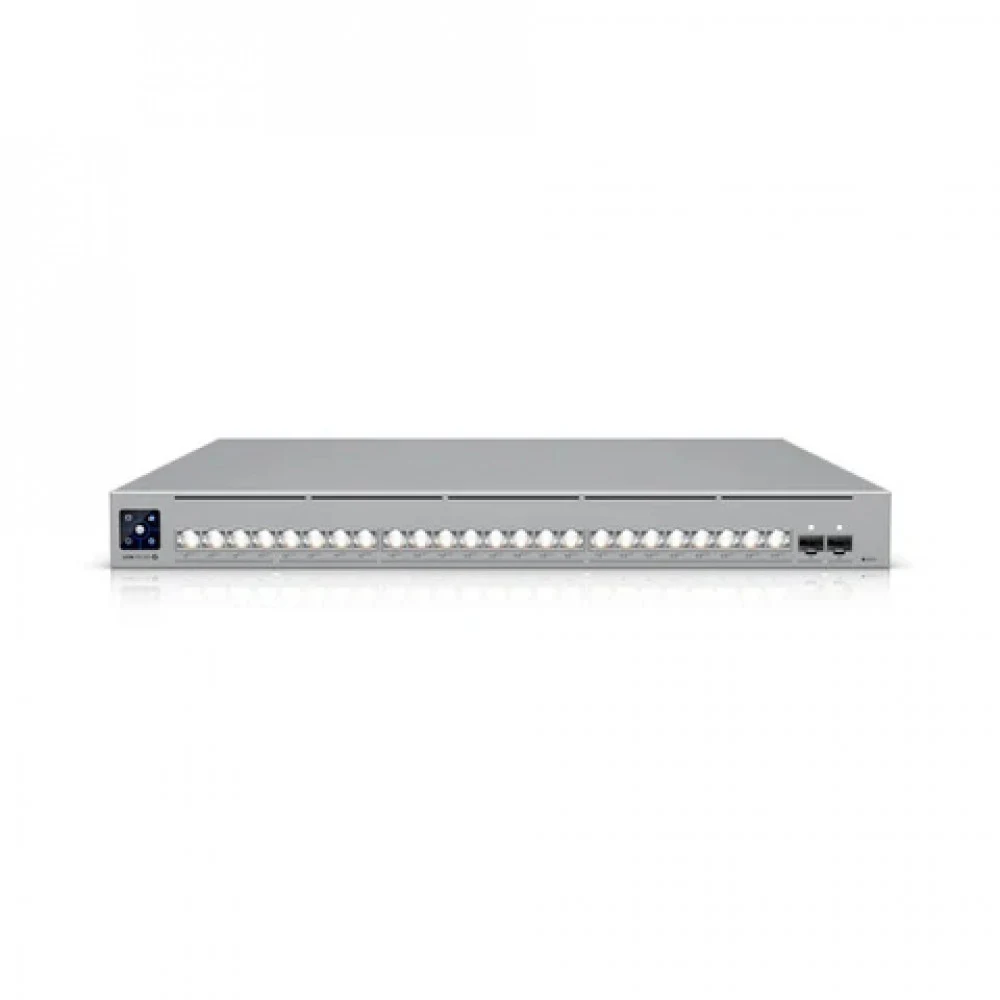 Коммутатор, Ubiquiti, USW-Pro-XG-24-PoE, управляемый L3, 8 порта RJ45 PoE+++ 10/100/1000/2500 Mbps, 16 порта RJ45 PoE+++ 10G/5G/2.5G/1G/100M, , Total PoE 720W, 2 порта SFP28, Стоечный