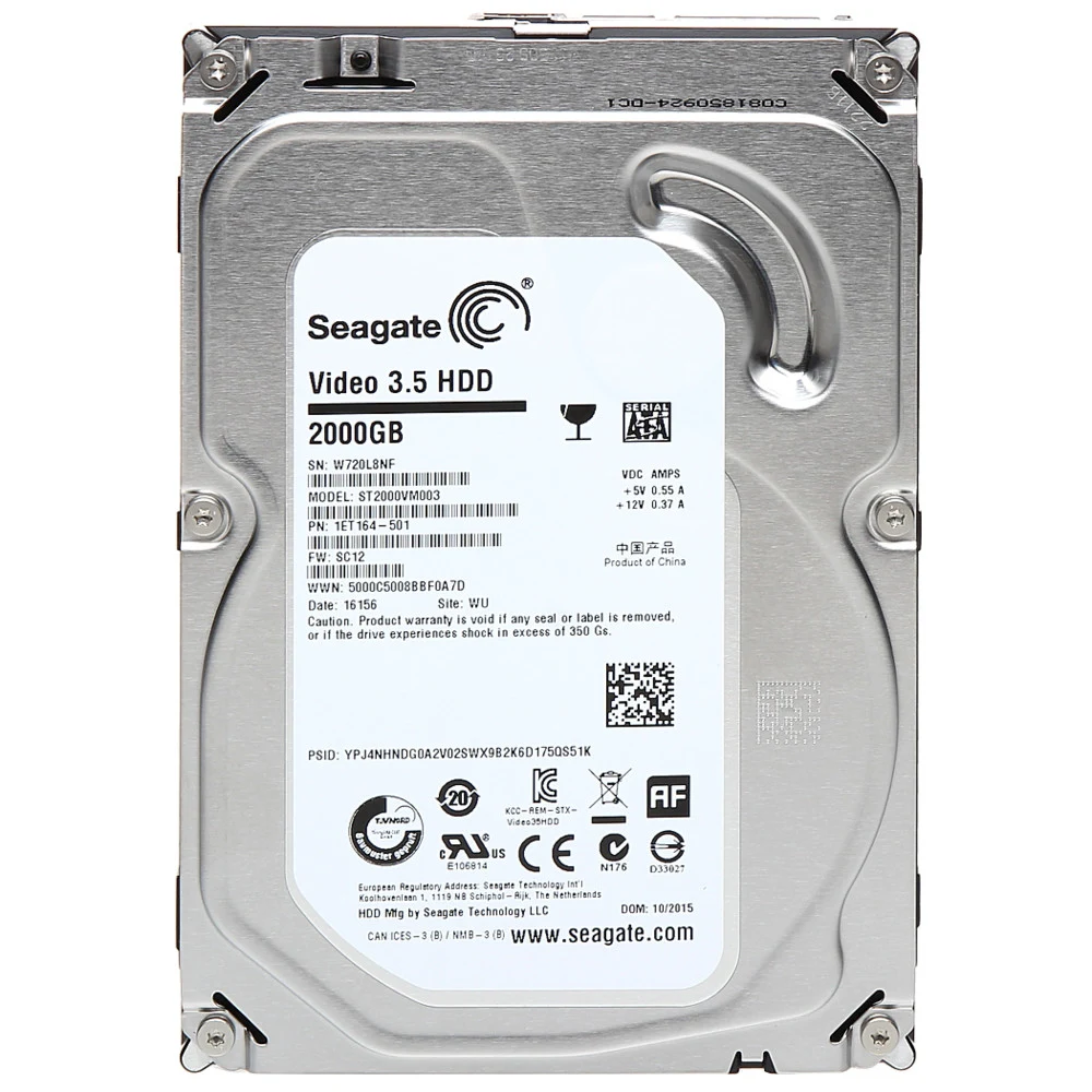 Жесткий диск/ RECERTIFIED HDD Seagate SATA3 2Tb Video 5900 RPM 64Mb 1 year warranty (replacement ST2000VX008, ST2000VX015, WD23PURZ, ST2000DM005, WD20EARZ) RECERTIFIED