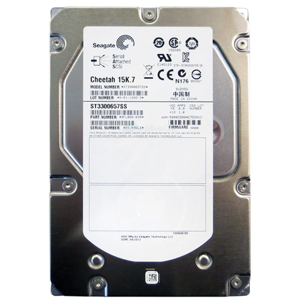 HDD SAS Seagate 300Gb, ST3300657SS, Cheetah 15K.7, 15000 rpm, 16Mb buffer Тип - HDD Назначение - для сервера Форм-фактор - 3.5" Потребляемая мощность - 8.98 Вт Размеры (ШхВхД) - 101.6x25.4x146.52 мм