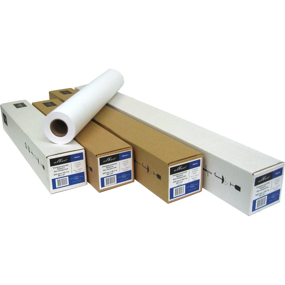 Бумага Albeo InkJet Paper, универсальная, втулка 50,8мм, белизна 146%, 0,914 х 45,7м, 90 г/кв.м, Мультипак, аналог HP C6036A, XEROX 450L90003/450L90505 (Цена за 6 рулонов !!!!)