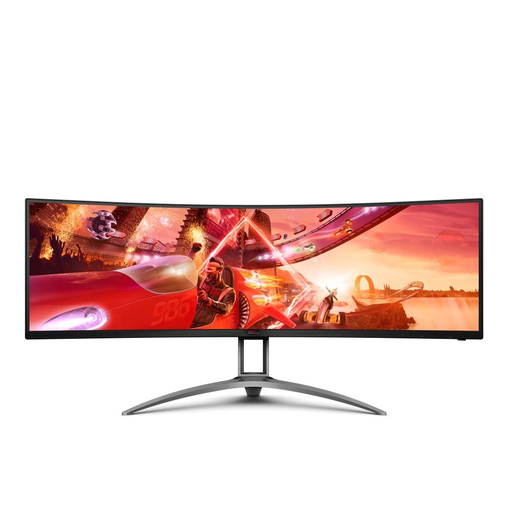 Профессиональный изогнутый игровой монитор 49" AOC AG493UCX2, VA, 5120x1440 165Hz, 1мс, 550кд/м2, 3000:1, 80млн:1, DP1.4, 3xHDMI2.0, 3xUSB3.2, Угол Обзора 178/178, Колонки 2x5W, Радиус Кривизны 1800