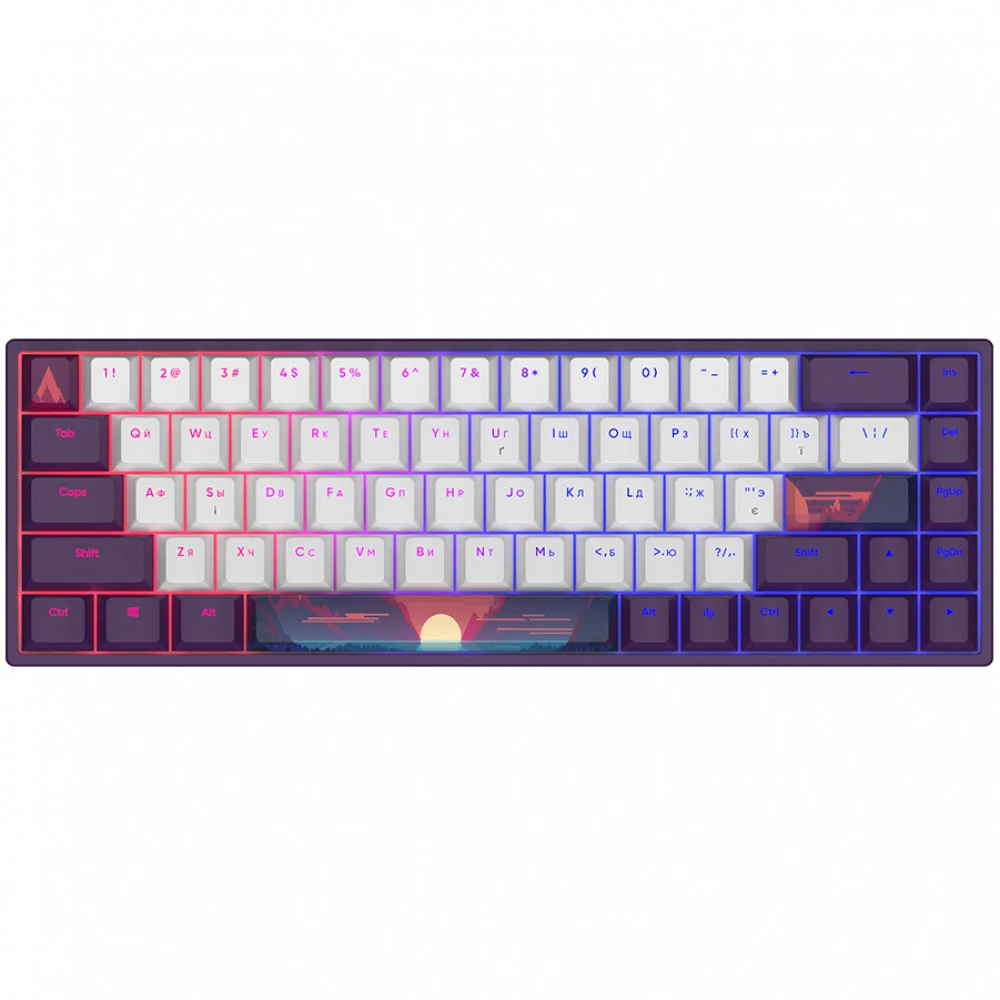 Клавиатура, Dark Project, DPP 68 Sunrise, DPP68_GSH_SUNR_ANSI_UA, TKL, Switches G3MS Mechanical Sapphire, Игровая, Механическая, Подсветка RGB, Раскладка ENG/RU/UA, Фиолетовый