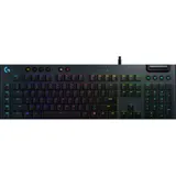 Клавиатура игровая Logitech G815 |920-009007| черная, механическая (GL Linear), тонкая, 119 клавиш (16 дополнительных), 5 G-клавиш (профили), RGB-подсветка, USB порт, кабель 1,8м