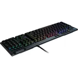 Клавиатура игровая Logitech G815 |920-009007| черная, механическая (GL Linear), тонкая, 119 клавиш (16 дополнительных), 5 G-клавиш (профили), RGB-подсветка, USB порт, кабель 1,8м
