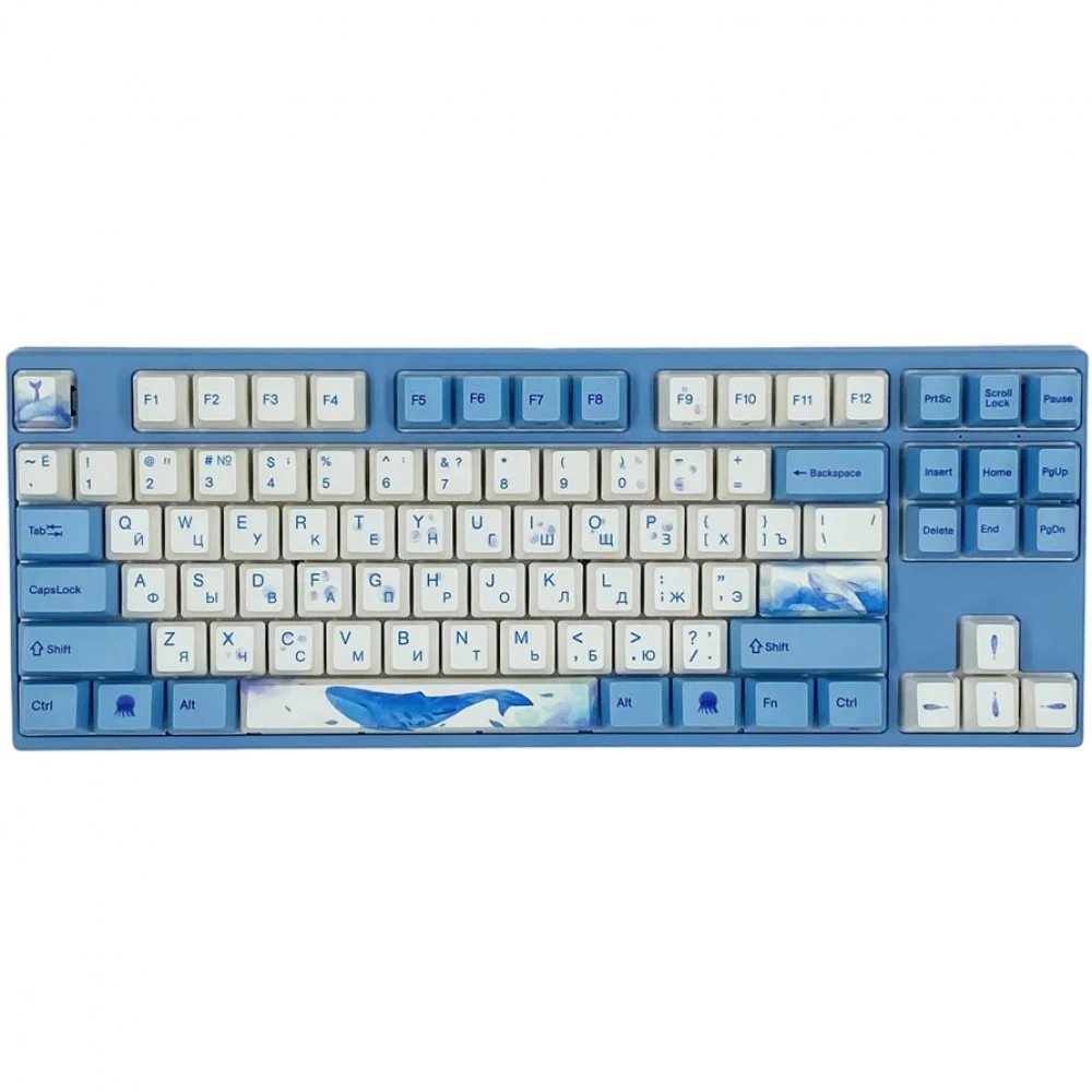 Клавиатура, Varmilo, Sea Melody, VEM87, A33A038A9A3A06A033, EC Sakura V2 Switch, Механическая, Подсветка, 358*134*35мм, Англ/Рус, Голубой