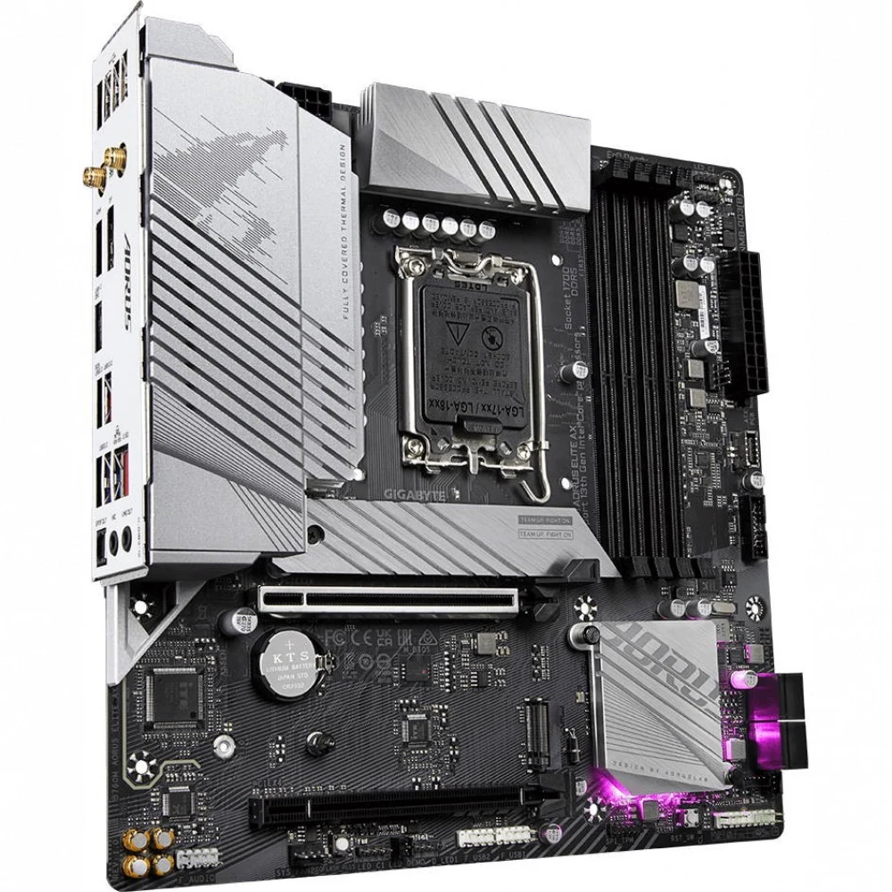 Материнская плата Gigabyte B760M AORUS ELITE AX, Socket 1700, Intel®B760, 4xDDR5-4800, HDMI+DP, 1xPCI-Ex16, 1xPCI-Ex1, 4xSATA3(RAID 0/1/5/10), 2xM.2, 8Ch Audio, GLan, WiFi, (4+4)xUSB2.0, (4+2)xUSB3.