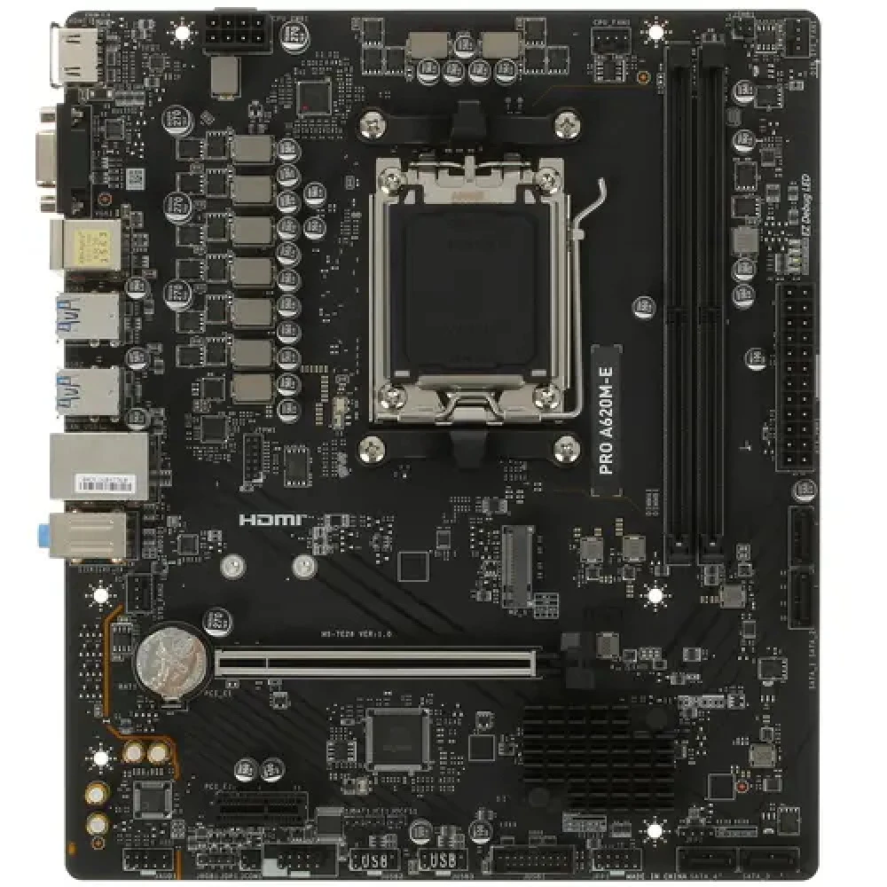 Материнская плата/ MB MSI AMD A620 sAM5, 2xDDR5(96GB), D-SUB/HDMI 2.1, 1xPCIe 4.0x16, 1xPCIe 3.0, 1xLAN, 4xSATA 6Gb/s, 1xM.2, 4xUSB 3.2, 2xUSB 2.0, 2xPS/2, mATX