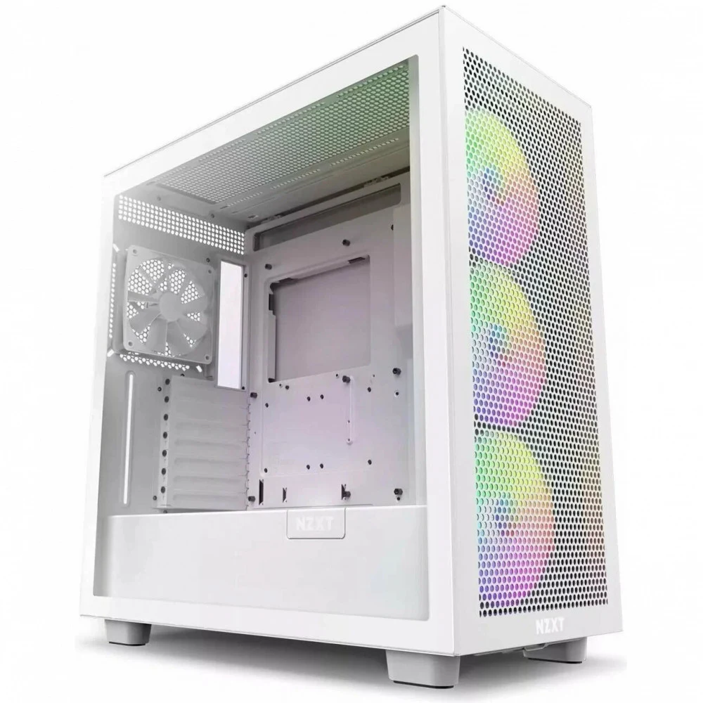 Корпус NZXT H7 Flow RGB, Mid-Tower, E-ATX, White, 3.5/4+2х2.5 HDD, 1xUSB3.2, 1xUSB-C, Mic+Audio