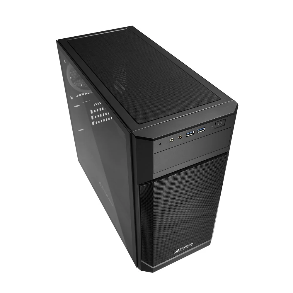 Корпус Sharkoon RGB V1000, Mini Tower, mATX, Black, 1x5.25"/2x3.5"/6x2.5" HDD, 2xUSB, Mic+Audio