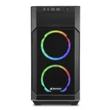 Корпус Sharkoon RGB V1000, Mini Tower, mATX, Black, 1x5.25"/2x3.5"/6x2.5" HDD, 2xUSB, Mic+Audio