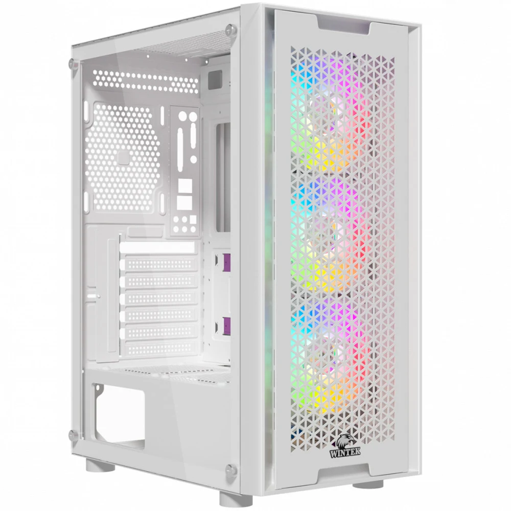 Корпус Wintek Andromeda PRO E306M-W TG, Mid Tower, ATX, White, 2x2.5"/1x3.5" HDD,3xUSB,Mic+Audio,RGB