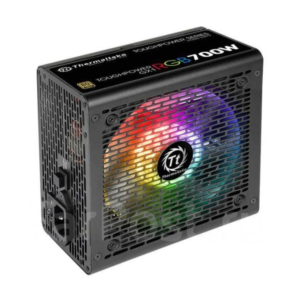 Блок питания, Thermaltake, Toughpower GX1 RGB 700W, PS-TPD-0700NHFAGE-1, 700W, ATX, 80 Plus Gold, APFC, 20+4 pin, 4+4pin, 7*Sata, 4*Molex, 1*FDD, 4*PCI-E 6+2 pin, Вентилятор 12 см, Подсветка RGB, Ка