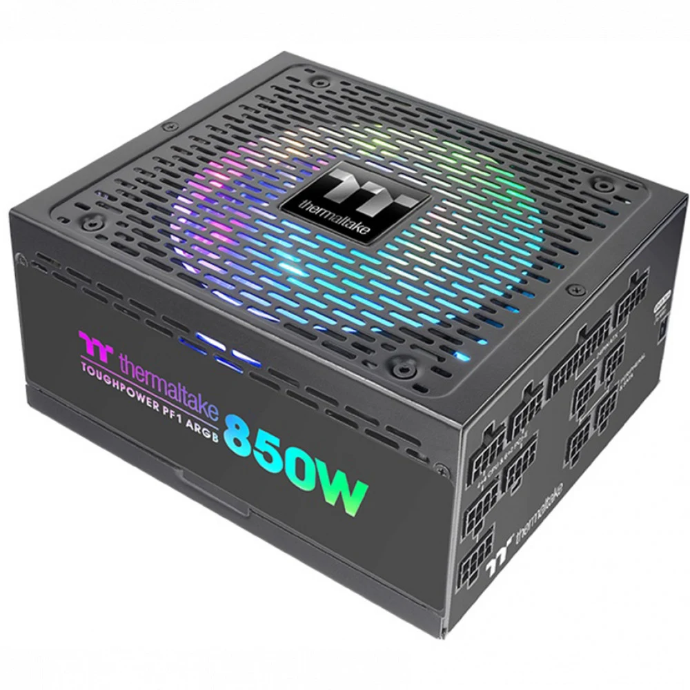 Блок питания, Thermaltake, Toughpower PF1 ARGB 850W, PS-TPD-0850F3FAPE-1, 850W, ATX, Platinum, APFC, 20+4 pin, 2*4+4pin, 12*Sata, 4*Molex, 6*PCI-E 6+2 pin, FDD, Modular, Вентилятор 14 см, 150х86х180