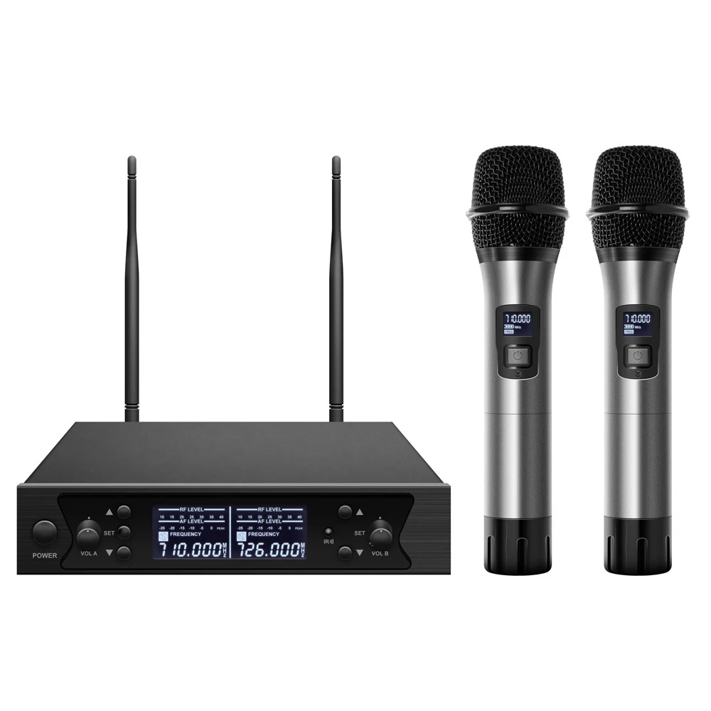 Микрофонная радиосистема [AX-7000L] Axelvox [DWS7000HT (LT Bundle)] UHF 710-726 MHz, 100 каналов,LCD дисплей, 2х ИК порт, 2x поясных передатчика, 2x головной микрофон, 2x петличный микрофон