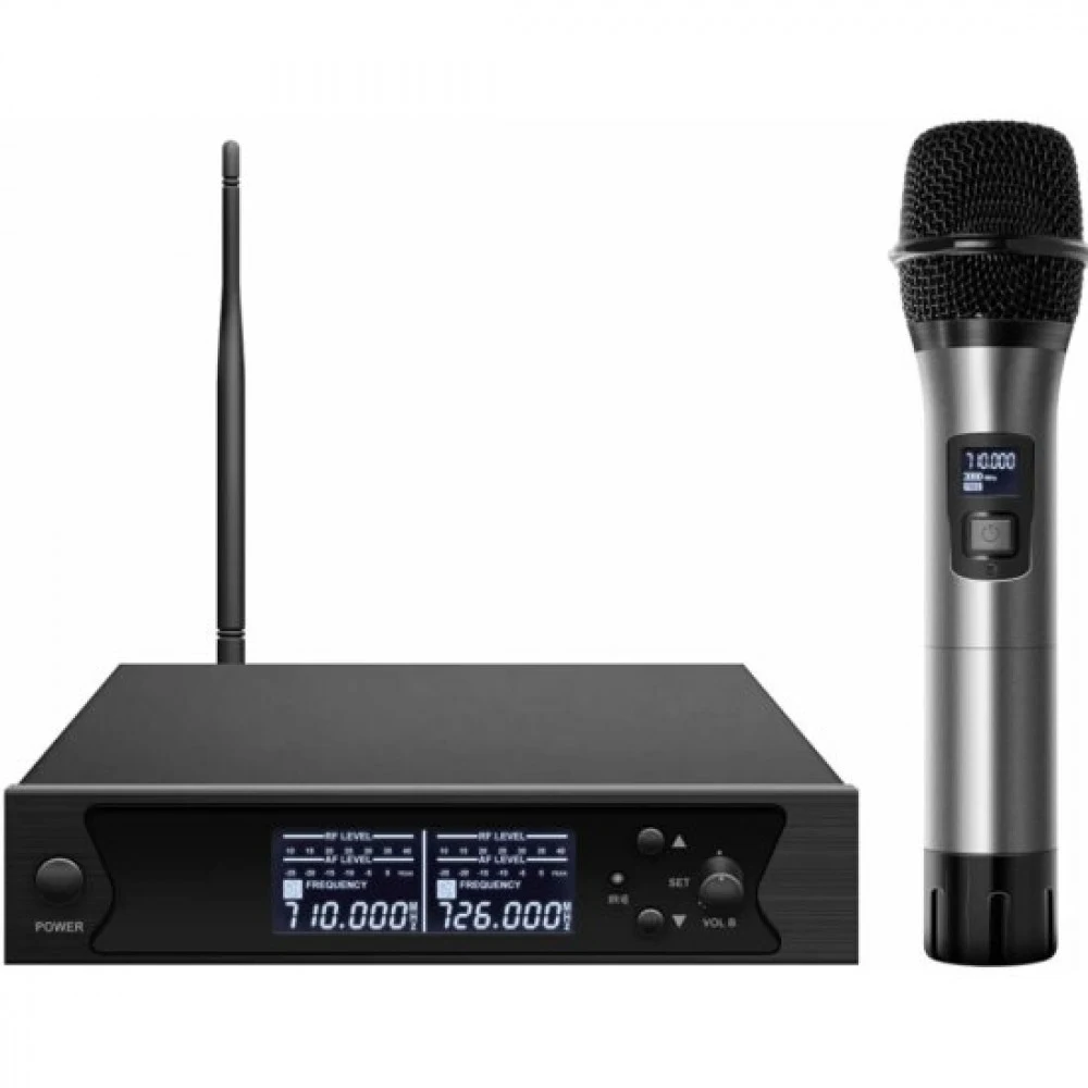 Микрофонная радиосистема [AX-7000S] Axelvox [DWS7000HT (ST Bundle)] UHF 710-726 MHz, 100 каналов, LCD дисплей, ИК порт, ручной микрофон