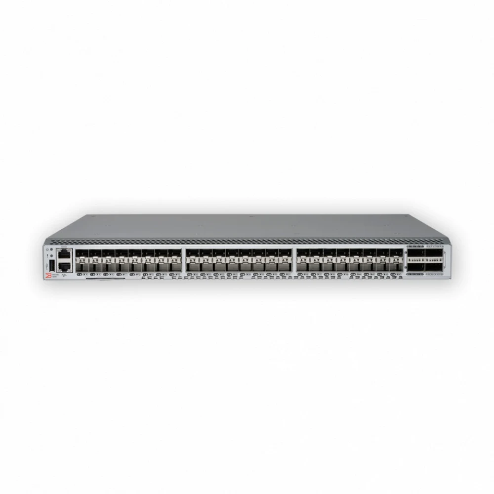 Brocade G620S 64-port FC Switch, 24-port licensed, included 24x 32Gb SWL SFP+ transceivers, 2x PS 25 24-port licensed, included 24x 32Gb SWL SFP+ transceivers, 2x PS 250W, Port Side Exhaust Air Flow