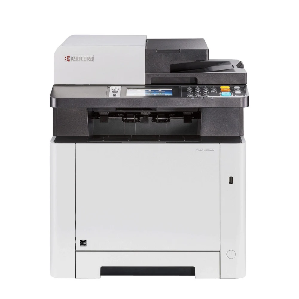 МФУ лазерное Kyocera ECOSYS M5526cdn (A4), цветное, Printer/Scanner/Copier/Fax, 1200x1200 dpi, 26 ppm, 512 MB, 800 MHz, tray 50+250 sheets, ADF 50 sheets, USB+Ethernet, Duplex, EcoPrint, drum 100k,