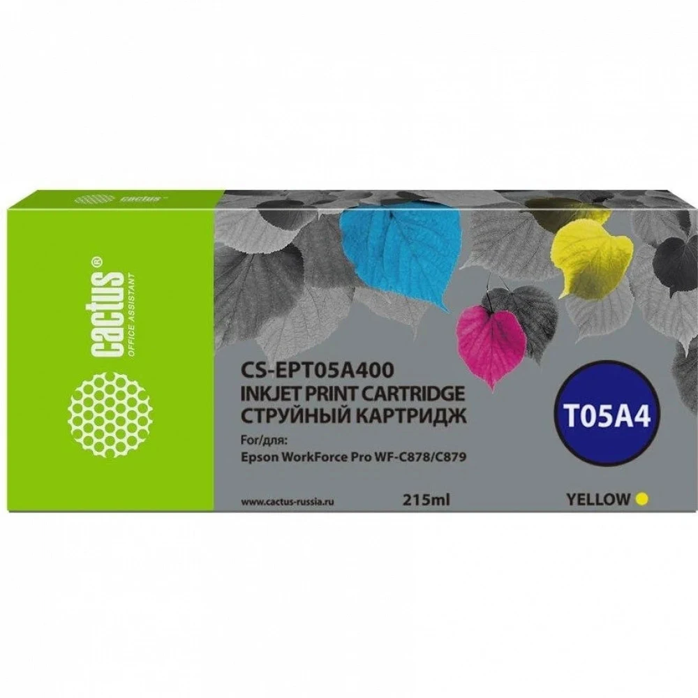 Картридж струйный Cactus CS-EPT05A400 T05A4 желт.пигм. (215мл) для Epson WorkForce Pro WF-C878/C879 (CS-EPT05A400)