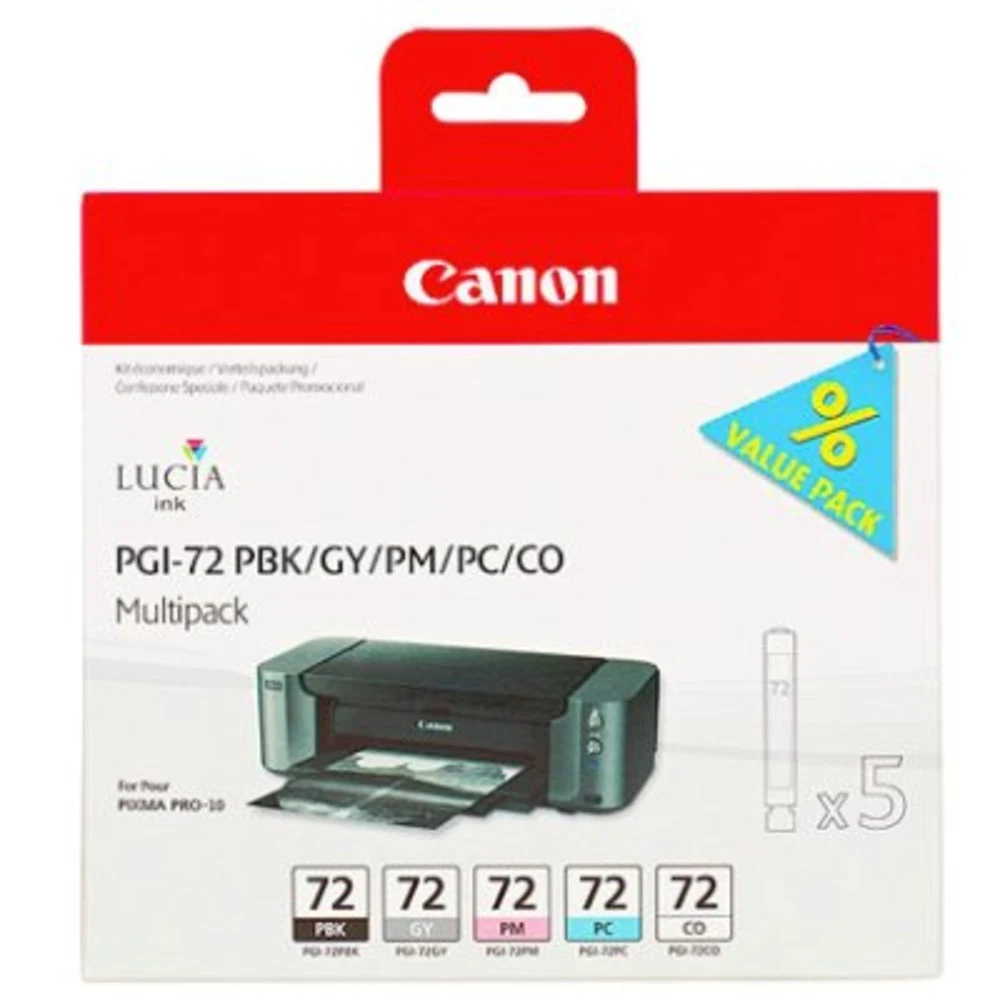 Картридж струйный Canon PGI-72 PBK/GY/PM/PC/CO 6403B007 многоцветный упаковка 5 шт. (510стр.) для Canon PIXMA PRO-10, PRO-10S [6403B,PGI72PBK,PGI72GY,PGI72PM,PGI72PC,PGI72CO]