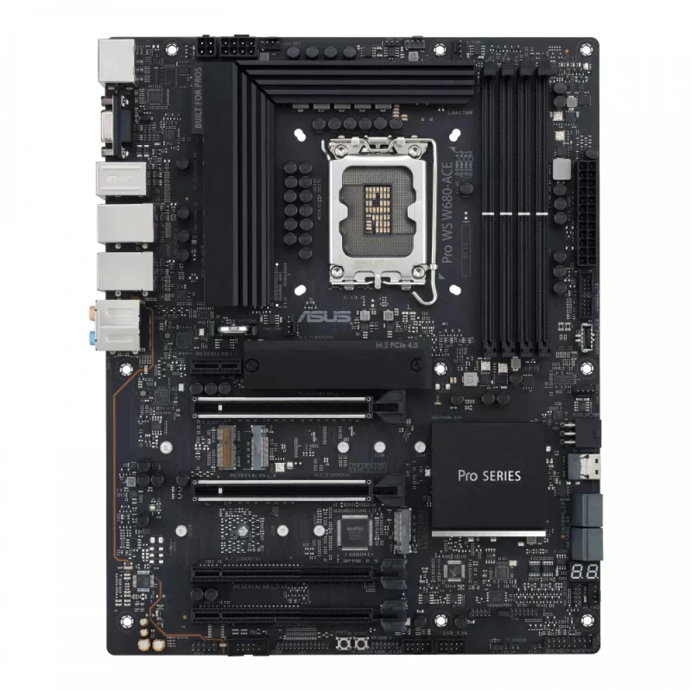 PRO WS W680-ACE Intel W680 (LGA 1700) ATX motherboard, PCIe® 5.0, DDR5, dual Intel 2.5 Gb Ethernet, three PCIe 4.0 M.2 slots, USB 3.2 Gen 2x2 front panel connector, SlimSAS, SATA 6 Gbps, HDMI®, Disp