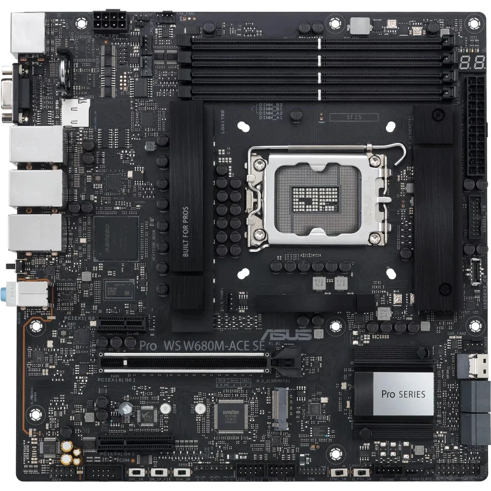 Материнская плата ASUS PRO WS W680M-ACE SE LGA1700 mATX 4xDDR5 PCIEx16 PCIEx4 PCIEx1 2xM.2 USB-C DP HDMI VGA 2х2.5GLAN