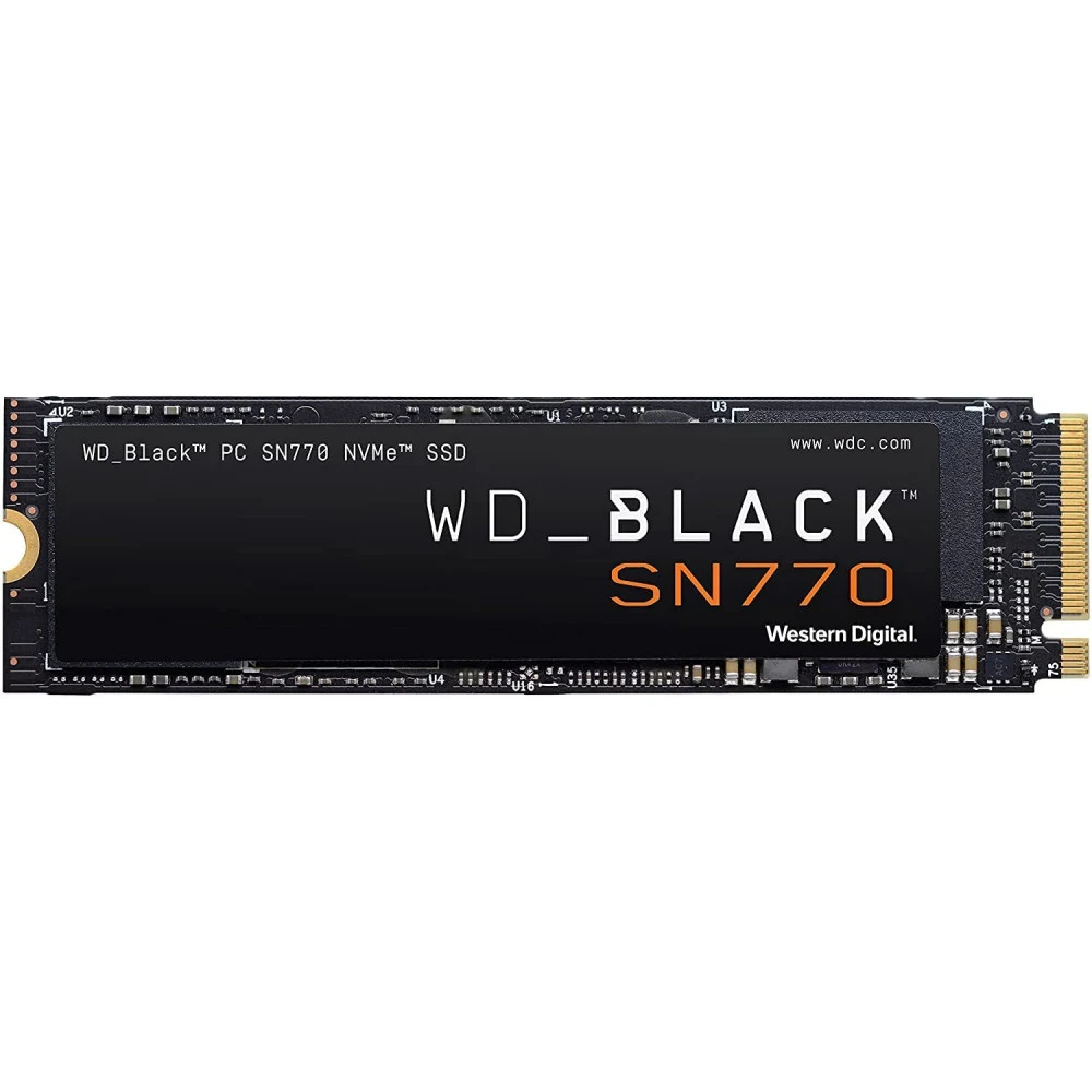 Твердотельный накопитель/ WD SSD Black SN770 NVMe, 1.0TB, M.2(22x80mm), NVMe, PCIe 4.0 x4, 3D TLC, R/W 5150/4900MB/s, IOPs 740 000/800 000, TBW 600, DWPD 0.3 (12 мес.)