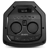 Мобильные колонки SVEN PS-710 2.0 чёрные (2x50 W, mini Jack, 2 х 6.35 мм Jack, USB, NFC, Bluetooth, FM, micro SD, ПДУ, 4400 мA, RGB подсветка)