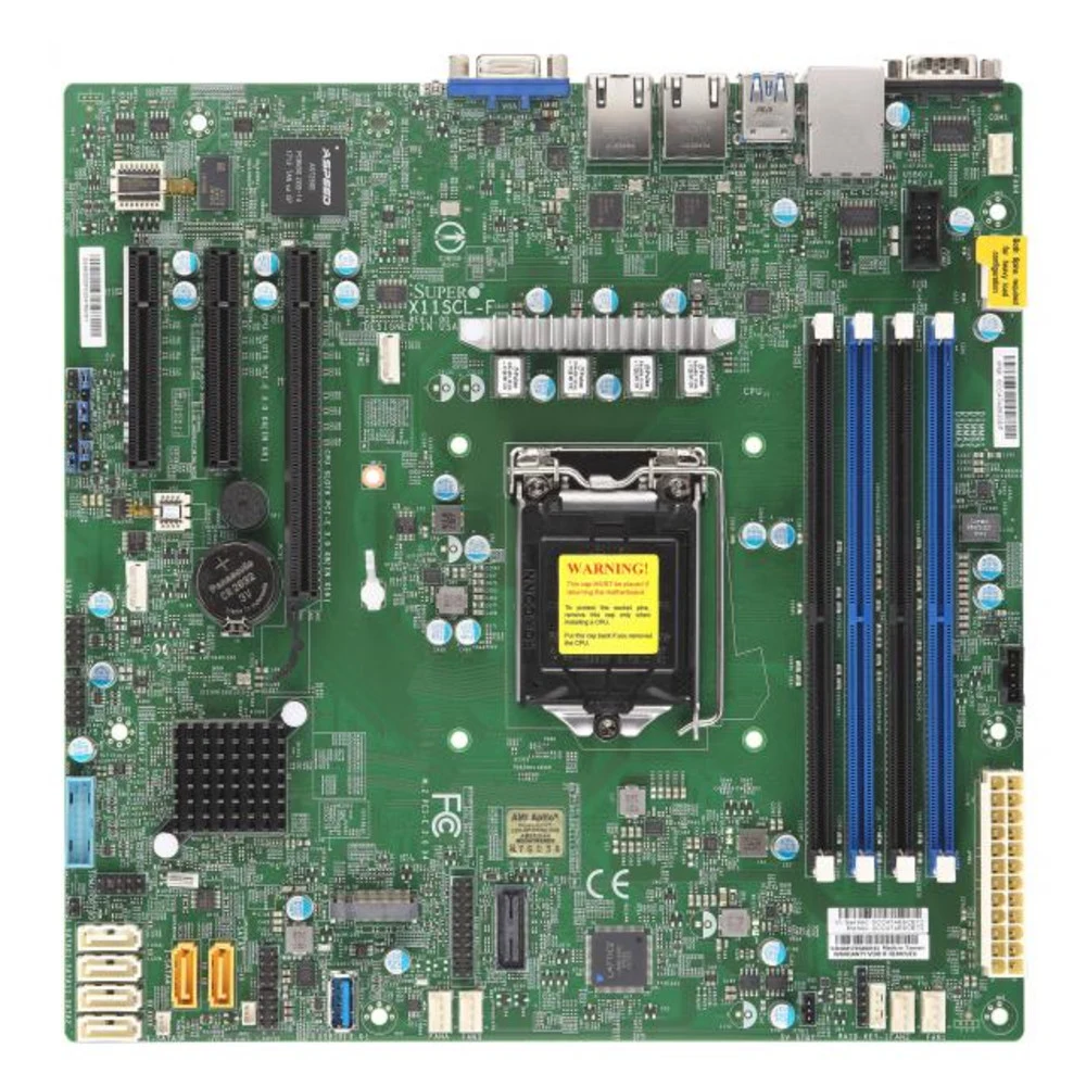 Серверная материнская плата SuperMicro MBD-X11SCL-F-B 1xLGA 1151, Intel C242, 4xDDR4, 2x1GbE LAN, 6xSATA3 (6Gbps) RAID 0,1,5,10, 6xUSB 2.0 + 5xUSB 3.1, 1xVGA, 2 COM, 1xPCI-E 3.0 x16, 2xPCI-E 3.0 x8,