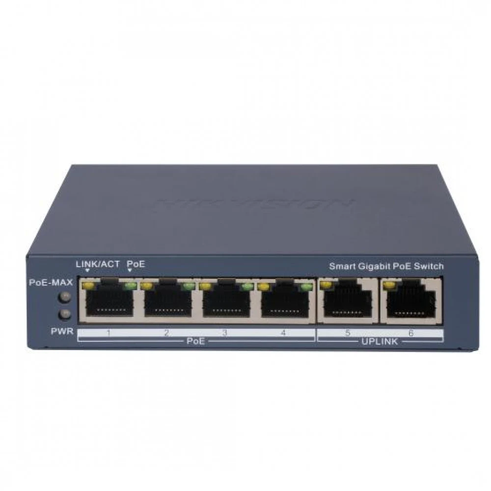 PoE Сетевой коммутатор | Интерфейс: PoE 4×RJ45 1Гбит/с / Uplink 2×RJ45 1Гбит/с | PoE Стандарт: IEEE 802.3af / IEEE 802.3at | Скорость коммутации: 14 Гбит/с | Скорость передачи пакетов: 10.42Мбит/с |