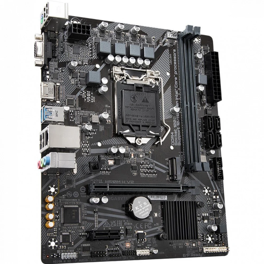 Материнская плата Gigabyte H510M H V2, Socket 1200, Intel®H470, 2xDDR4-3200, D-SUB+HDMI, 1xPCI-Ex16, 1xPCI-Ex1, 4xSATA3, 1xM.2, 8 Ch Audio, GLan, (4+2)xUSB2.0, (2+2)xUSB3.2, 1xPS/2, mATX, RTL