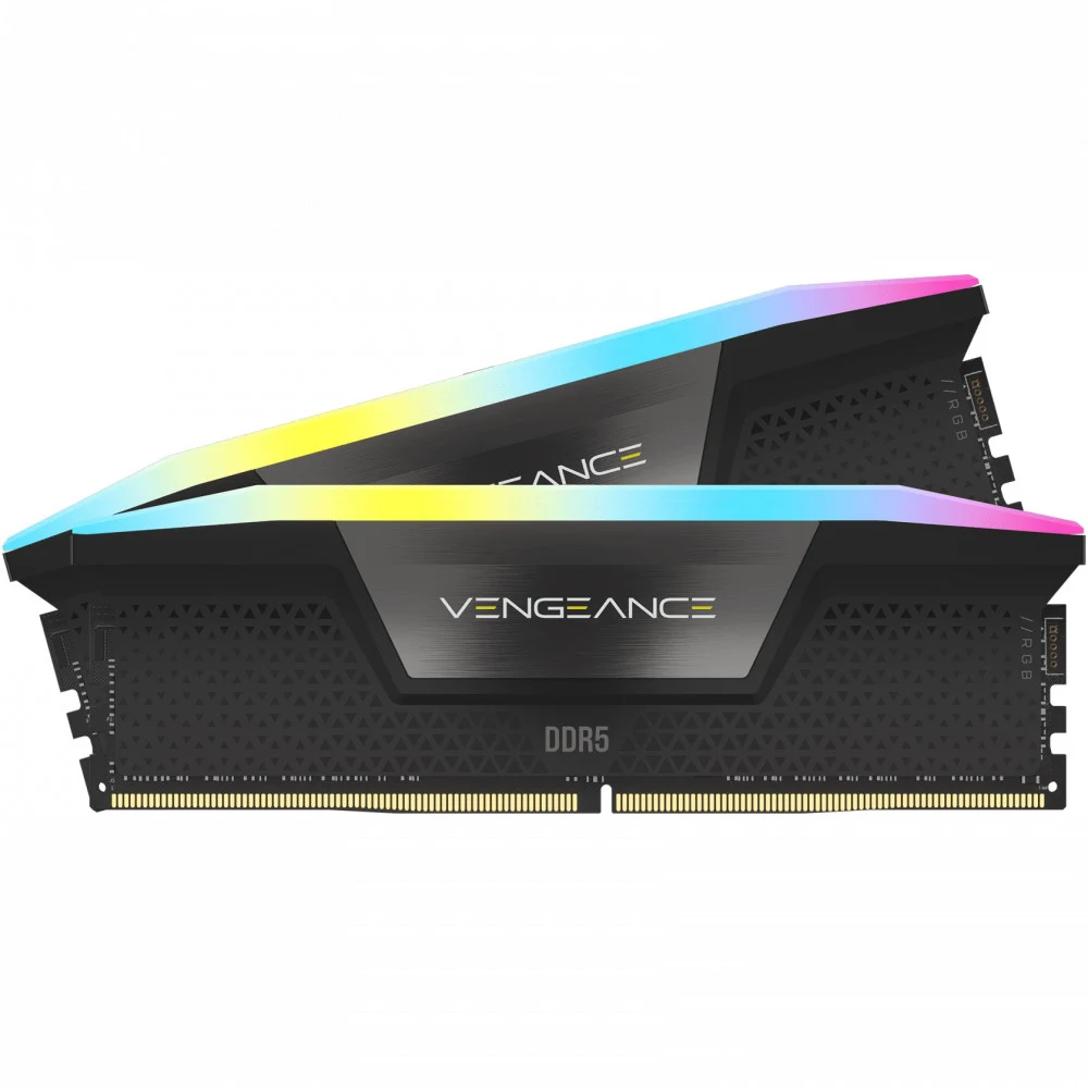 CORSAIR DDR5, 7200MT/s 32GB 2x16GB DIMM, 34-44-44-96, OC PMIC, XMP 3.0, VENGEANCE RGB DDR5 Black Heatspreader, RGB LED, 1.45V, for Intel 700