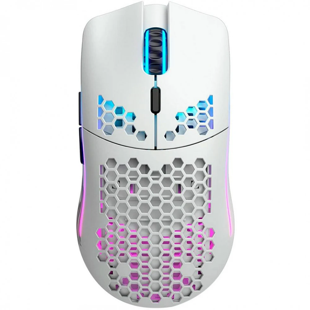 Компьютерная мышь, Glorious, Model O Wireless, GLO-MS-OW-MW, Игровая, Оптическая, Беспроводная, Glorious BAMF Sensor, 19000 DPI, 400 IPS, 50G, 1000 Hz, RGB, 6 кнопок, Длина провода 2м, Матовый белый