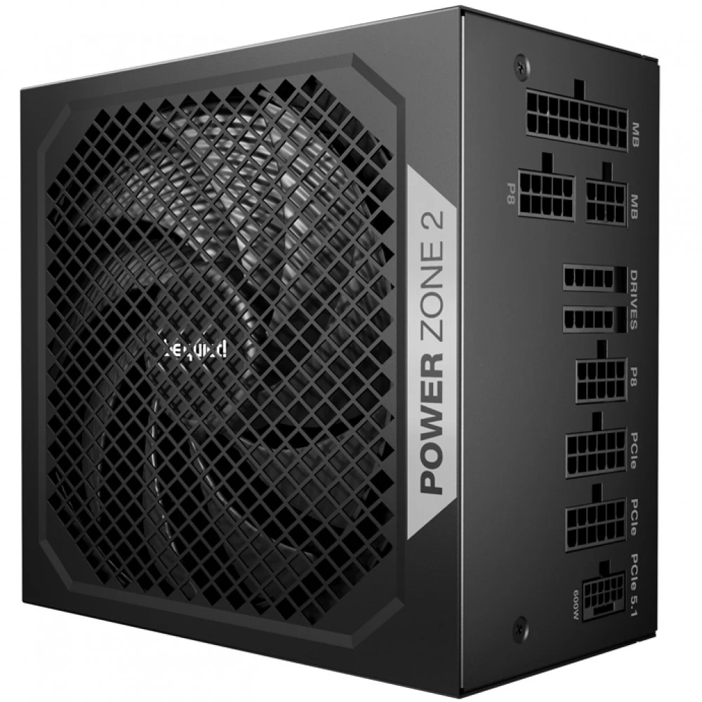 Блок питания, Bequiet!, POWER ZONE 2 850W, BP007EU, 850W, ATX 3.1, Platinum, APFC, 20+4 pin, 2*4+4pin, 7*Sata, 1*Molex, 3*PCI-E 6+2 pin, 1*12VHPWR, Modular, Вентилятор 14мм, 160*150*86 см, Чёрный