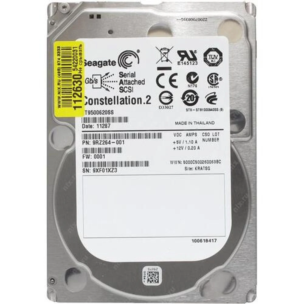 Жесткий диск Seagate Constellation 500GB 6G 7.2K SAS 64MB 2.5 [ST9500620SS_rep], шт - REP
