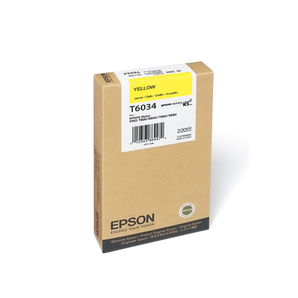 Картридж Epson C13T603400 SP-7880/9880 желтый Производитель: Epson Объем картриджа: 220 мл Цвет: Желтый Модель: Epson Stylus Pro 7880, Epson Stylus Pro 9880