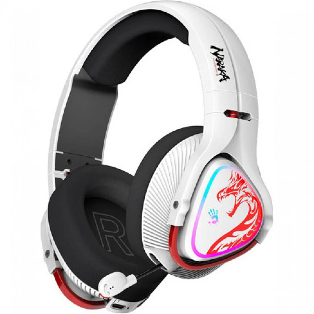 Bluetooth гарнитура A4Tech Bloody MR720 Naraka,20Hz-20kHz,16Om,105dB,mic100Hz-10kHz,BT5.3,2.4G,White