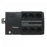 ИБП CeberPower BS450E, резервный, 1-фазное входное напряжение, выходная мощность 450ВА/270Вт, 2 мин работы при полной нагрузке, 6 мин работы при половинной нагрузке, выходных разъемов: 6, разъемов с