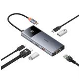 USB HUB Baseus Metal Gleam Series II, 2x USB3.2, USB-CGen1, USB-C,HDMI,RJ45,PDDokingStation0.15м