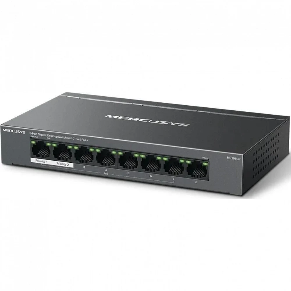 Коммутатор/ 8-Port Gigabit Desktop Switch with 7-Port PoE+ PORT: 7? Gigabit PoE+ Ports, 1? Gigabit Non-PoE Ports SPEC: Compatible with 802.3af/at PDs, 65 W PoE Power, Desktop Steel Case, Wall Mounti