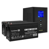 Комплект ИБП EX295987RUS + батарея 200Aч EX282991RUS 2шт (инвертор, синус, для котла) ExeGate SineTower SZ-1000.LCD.AVR.2SH.1C13.USB <1000VA/800W, чистый синусоида, LCD дисплей, AVR, 2*Schuko+1*C13,