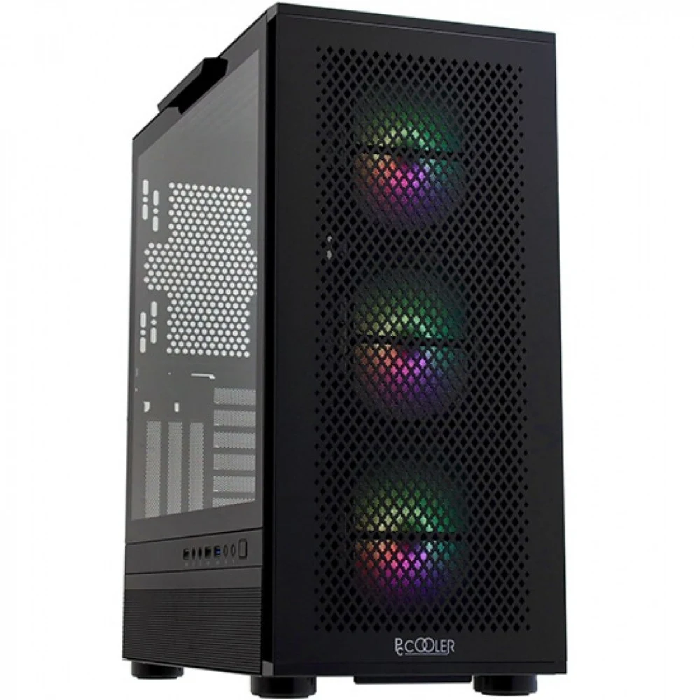 Корпус без блока питания/ Case PCCooler ME200 MESH BK, Midi-Tower, TG, Mesh, 3x120mm ARGB, 1xUSB-A 3.0 + 2xUSB-A 2.0, E-ATX, ATX, mATX, mITX Black