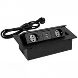 Сетевой разветвитель Premier PX/BL-HOR-2R-2USB-BLK 1.8м (2 розетки) черный (коробка)