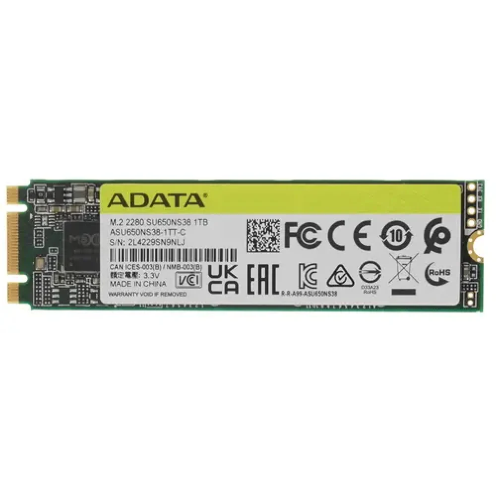 Твердотельный накопитель/ ADATA SSD Ultimate SU650, 1024GB, M.2(22x80mm), SATA3, 3D TLC, R/W 550/510MB/s, IOPs 80 000/60 000, TBW 420, DWPD 0.4 (3 года)