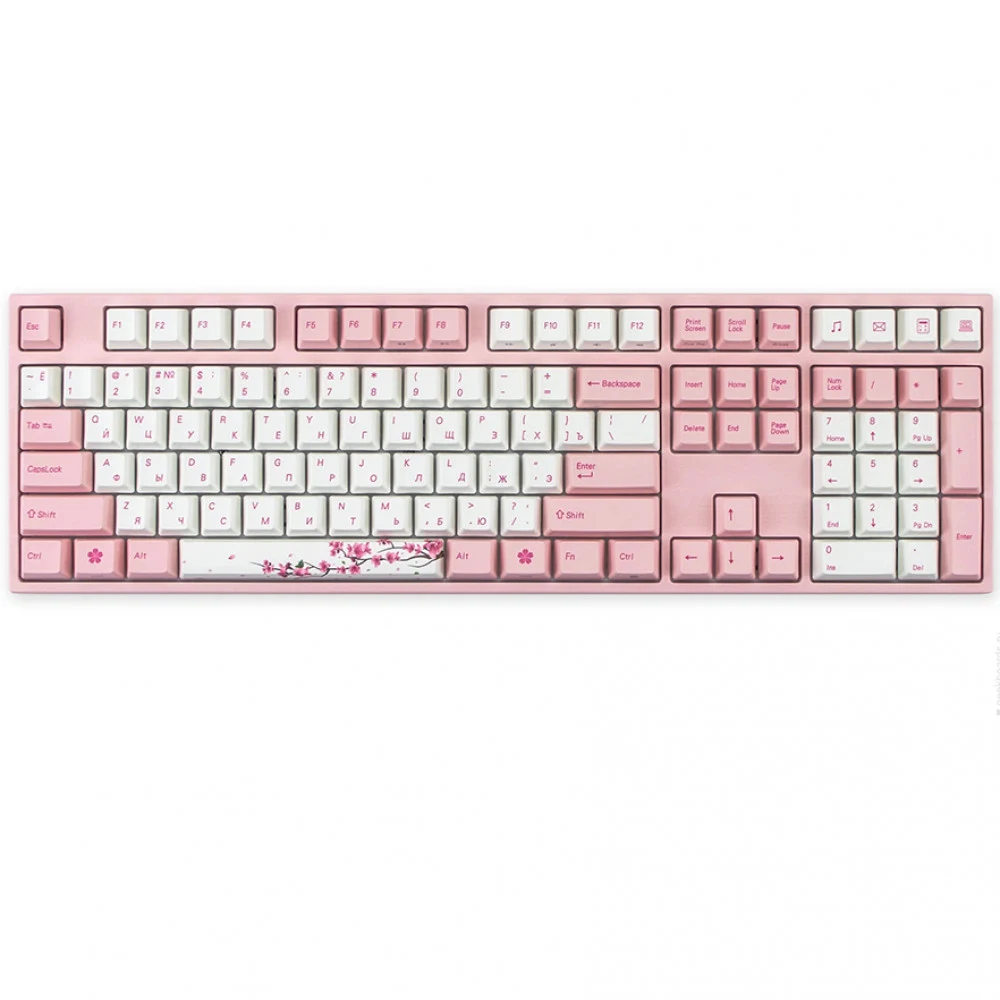 Клавиатура, Varmilo, Sakura VEA108, A26A042D3A7A06A036, Cherry MX Brown, Механическая, Подсветка, 442*137*36мм, Англ/Рус, Розовый