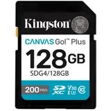 Карта памяти SD, Kingston Canvas Go! Plus, 128GB, SDG4/128GB, Class 10, UHS-I, R200/W160 SDG4/128GB