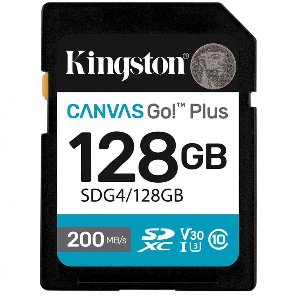 Карта памяти SD, Kingston Canvas Go! Plus, 128GB, SDG4/128GB, Class 10, UHS-I, R200/W160 SDG4/128GB